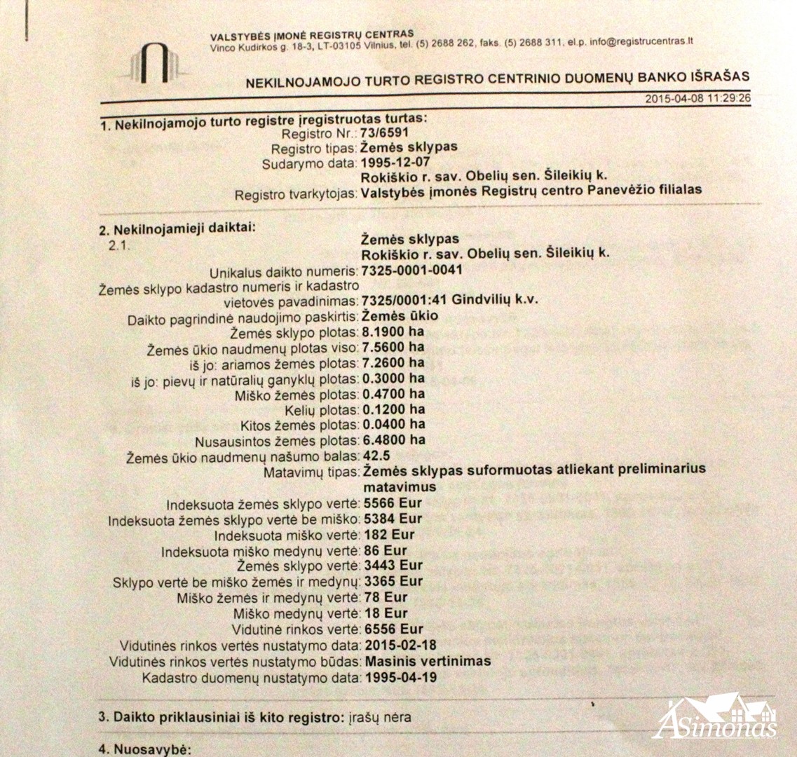 8 HA žEmės sklypas ŠilEikių k.  Obelių sen. Rokiškio r.